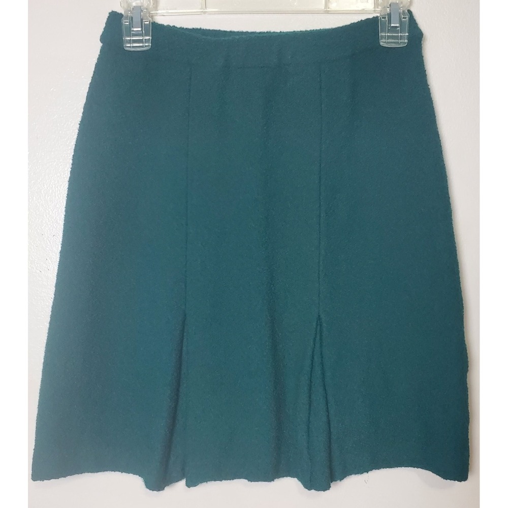 St John Collection by Marie Gray Knit Pleated Skirt Green Short Twee Academia